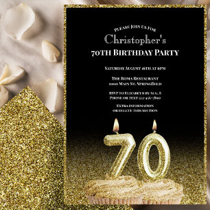 Invitation d'anniversaire 70 ans pour lui noir et 