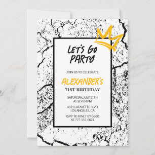 Invitation d'anniversaire 71 ans noir Hommes Hip H