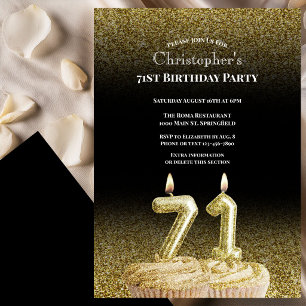 Invitation d'anniversaire 71 ans pour lui noir et 