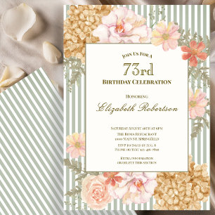 Invitation d'anniversaire 73 ans aux couleurs flor