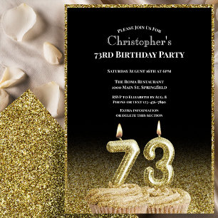 Invitation d'anniversaire 73 ans noir et or pour l