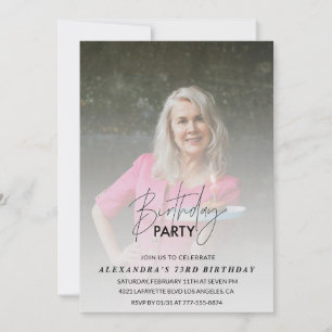 Invitation d'anniversaire 73 ans Photo grise 