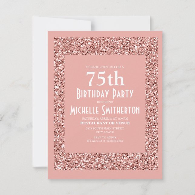 Invitation d'anniversaire 75 ans femme Paillettes  (Devant)