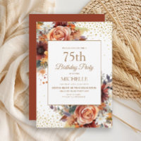 Invitation d'anniversaire 75 ans Floral d'Automne
