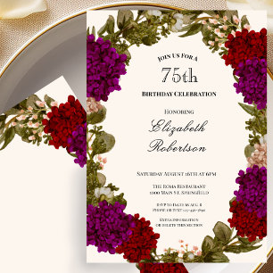 Invitation d'anniversaire 75 ans pour femme avec u