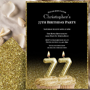 Invitation d'anniversaire 77 ans pour lui noir et 