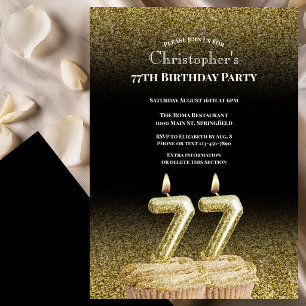 Invitation d'anniversaire 77 ans pour lui noir et