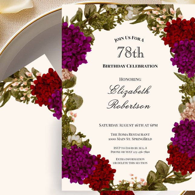 Invitation d'anniversaire 78 ans avec une bordure  (Créateur téléchargé)