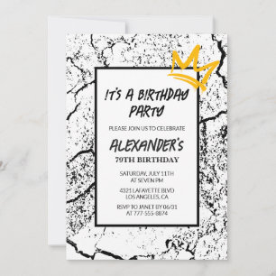Invitation d'anniversaire 79 ans noir blanc Hommes