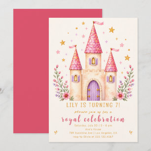Invitation d'anniversaire 7 ans Château Princesse