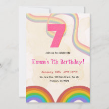 Invitation d'anniversaire 7 ans de Rainbow Girl