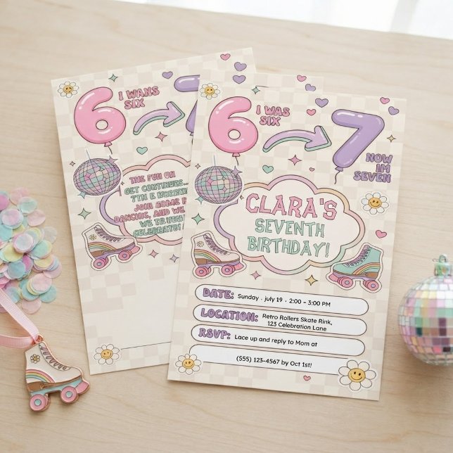 Invitation d'anniversaire 7 ans de Roller Skating  (Créateur téléchargé)