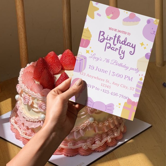 Invitation d'anniversaire 7 ans fille  (Créateur téléchargé)