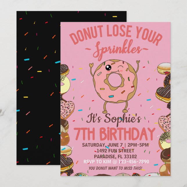 Invitation d'anniversaire 7 ans Ne perds pas tes p (Devant / Derrière)
