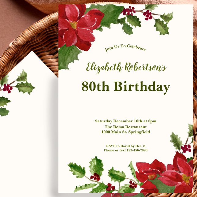 Invitation d'anniversaire 80 ans à la végétation f (Créateur téléchargé)