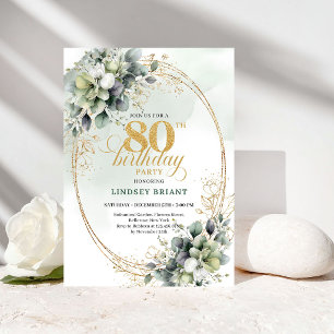 Invitation d'anniversaire 80 ans Chic Végétal et O