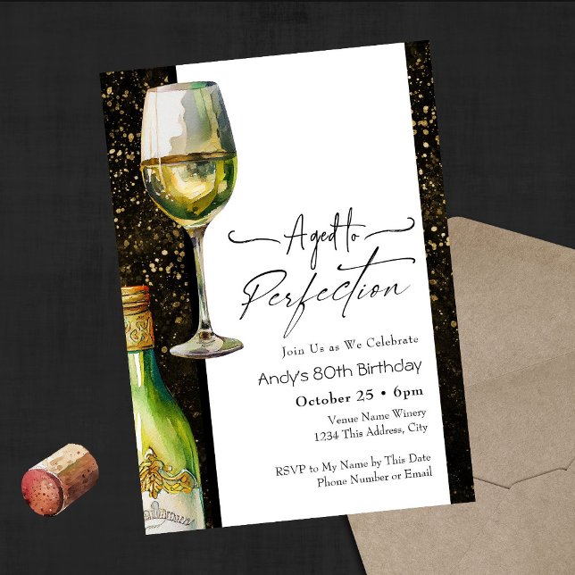 Invitation d'anniversaire 80 ans de vin vieilli à  (Créateur téléchargé)