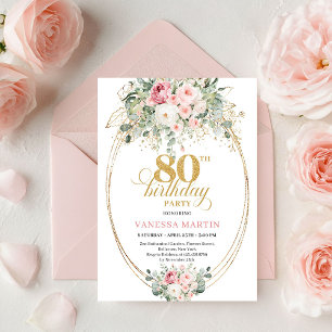 Invitation d'anniversaire 80 ans Elegant Boho Blus