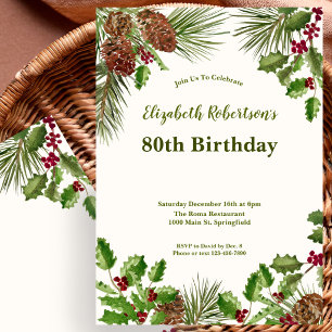 Invitation d'anniversaire 80 ans Elegant Winter Gr