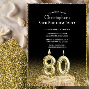 Invitation d'anniversaire 80 ans pour lui noir et 