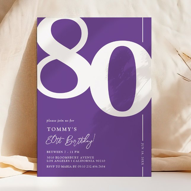 Invitation d'anniversaire 80 ans Purple Eighty (Créateur téléchargé)