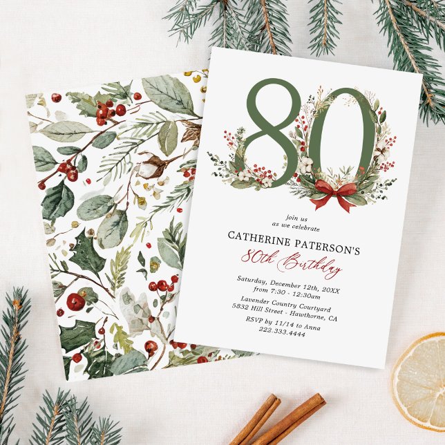 Invitation d'anniversaire 80 ans Rustique Hiver (Créateur téléchargé)