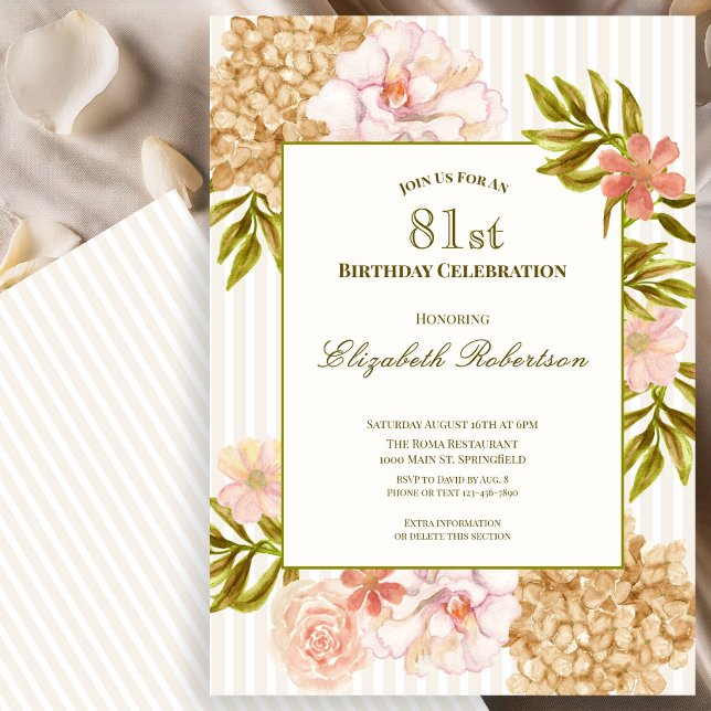 Invitation d'anniversaire 81 ans Fleurs d'Automne  (Créateur téléchargé)