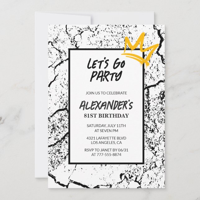 Invitation d'anniversaire 81 ans noir Hommes Hip H (Devant)