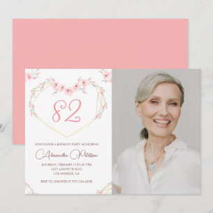 Invitation d'anniversaire 82 ans photo florale boh