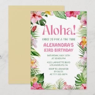 Invitation d'anniversaire 83 ans Hawaïen Fleurs Tr
