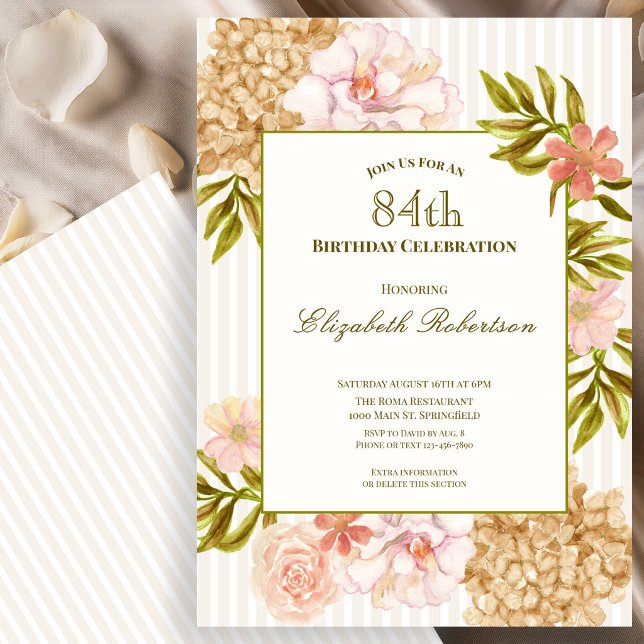 Invitation d'anniversaire 84 ans Fleurs d'Automne  (Créateur téléchargé)