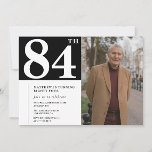 Invitation d'anniversaire 84 ans hommes photo noir