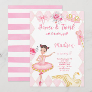 Invitation d'anniversaire 8 ans de ballerine 