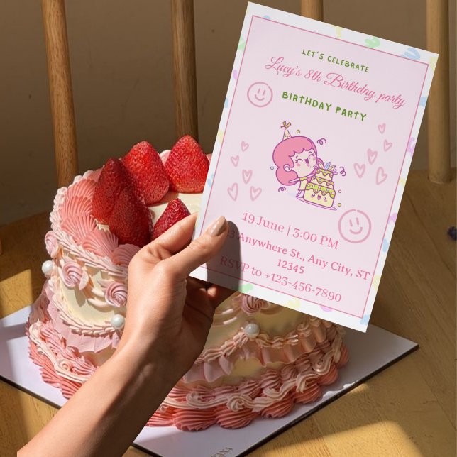 Invitation d'anniversaire 8 ans fille  (Créateur téléchargé)