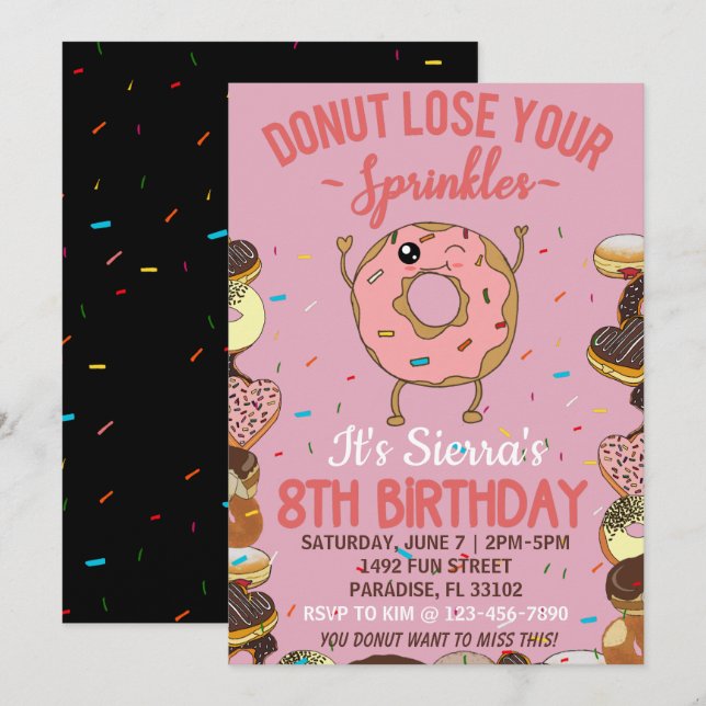 Invitation d'anniversaire 8 ans Ne perds pas tes p (Devant / Derrière)