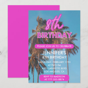 Invitation d'anniversaire 8 ans Palmier Tropical É