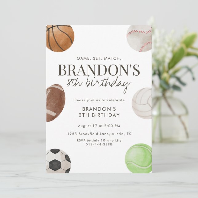 Invitation d'anniversaire 8 ans pour garçons Game  (Debout devant)