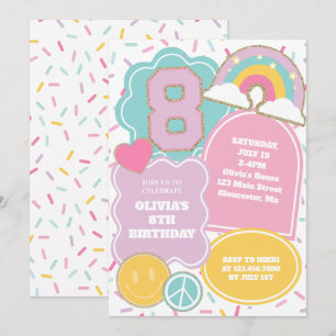 Invitation d'anniversaire 8 ans Preppy Patch
