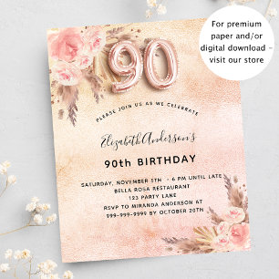 Invitation d'anniversaire 90 ans avec herbe de pam