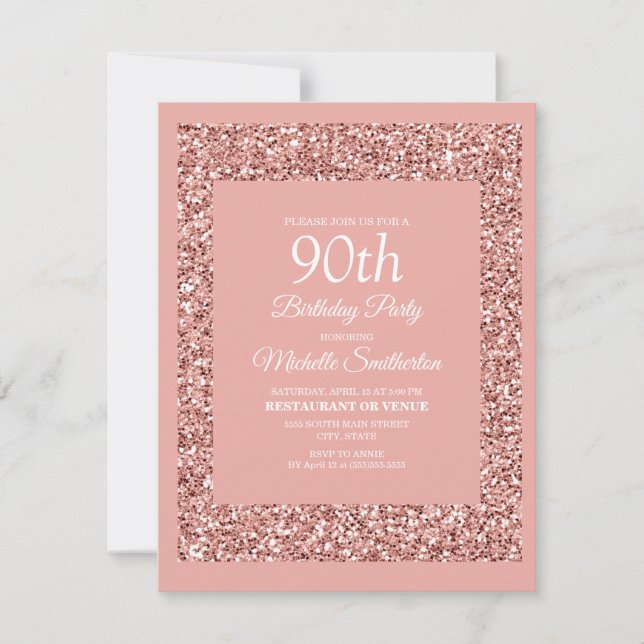 Invitation d'anniversaire 90 ans femme Paillettes  (Devant)