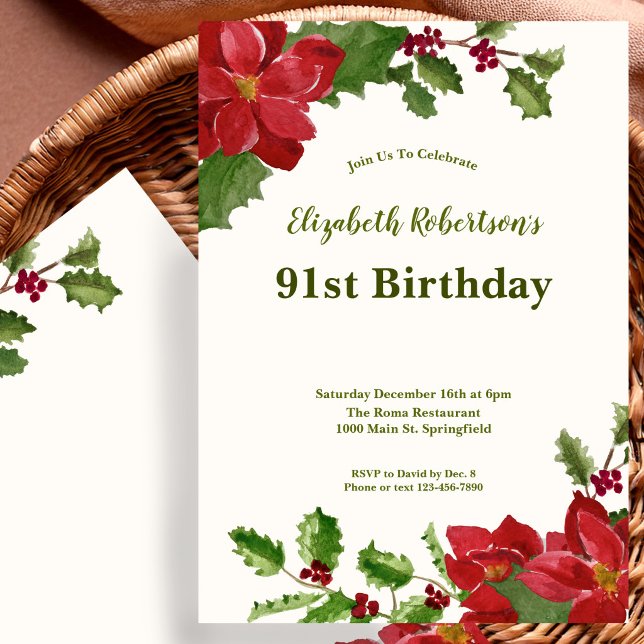 Invitation d'anniversaire 91 ans à la végétation f (Créateur téléchargé)