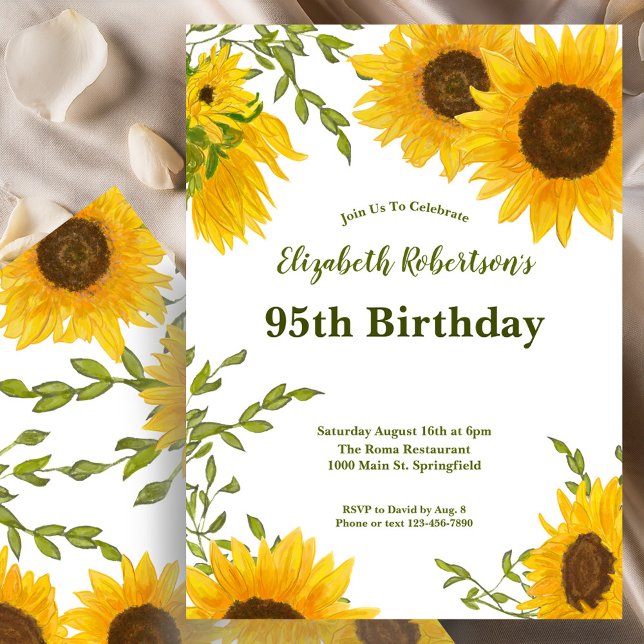 Invitation d'anniversaire 95 ans pour femme Tourne (Créateur téléchargé)