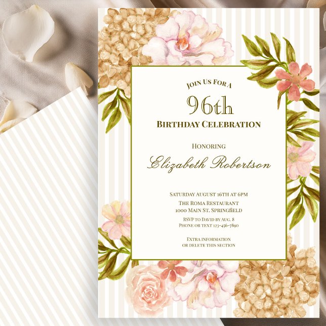 Invitation d'anniversaire 96 ans Fleurs d'Automne  (Créateur téléchargé)