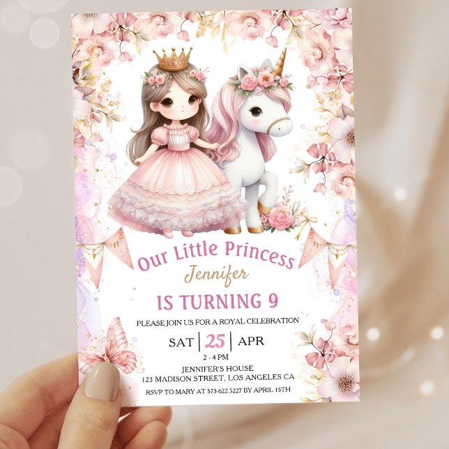 Invitation d'anniversaire 9 ans fille princesse li (Créateur téléchargé)
