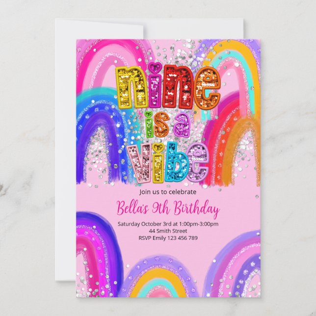 Invitation d'anniversaire 9 ans Nine is a Vibe (Devant)