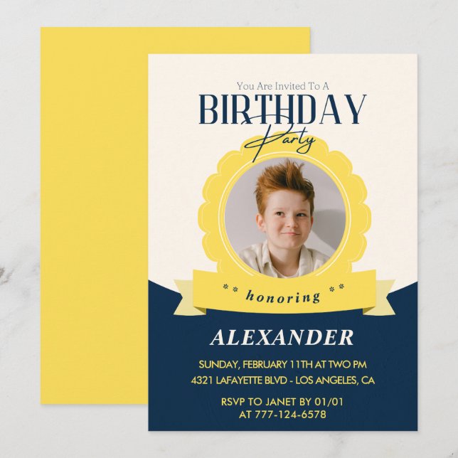 Invitation d'anniversaire 9 ans pour enfants Moder (Devant / Derrière)