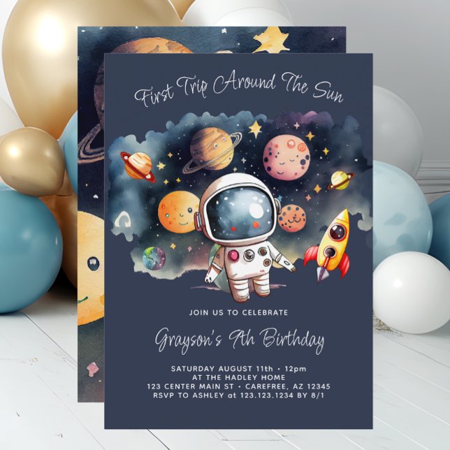 Invitation d'anniversaire 9 ans pour les planètes  (Créateur téléchargé)