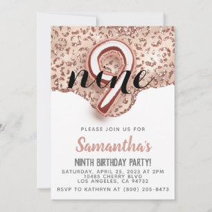 Invitation d'anniversaire 9ème Rose Gold