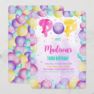 Invitation d'anniversaire à bulles modifiables