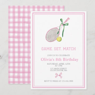 Invitation d'anniversaire à carreaux prépa tennis